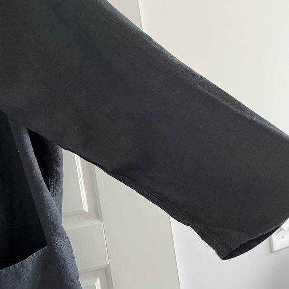 FLAX by Jeanne Engelhart 100% Linen Black Oversized Button Front Blazer Jacket L - Picture 4 of 14